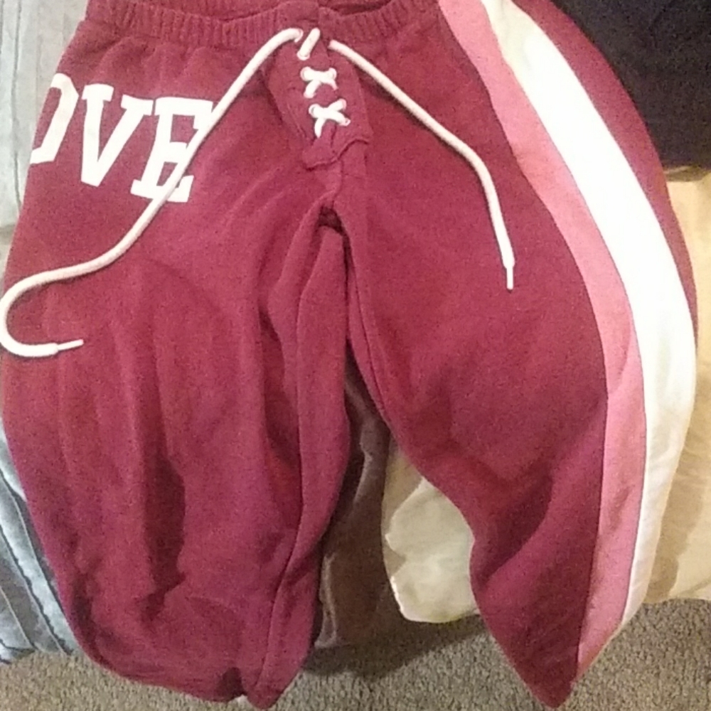 Maroon "Love" sweat pants